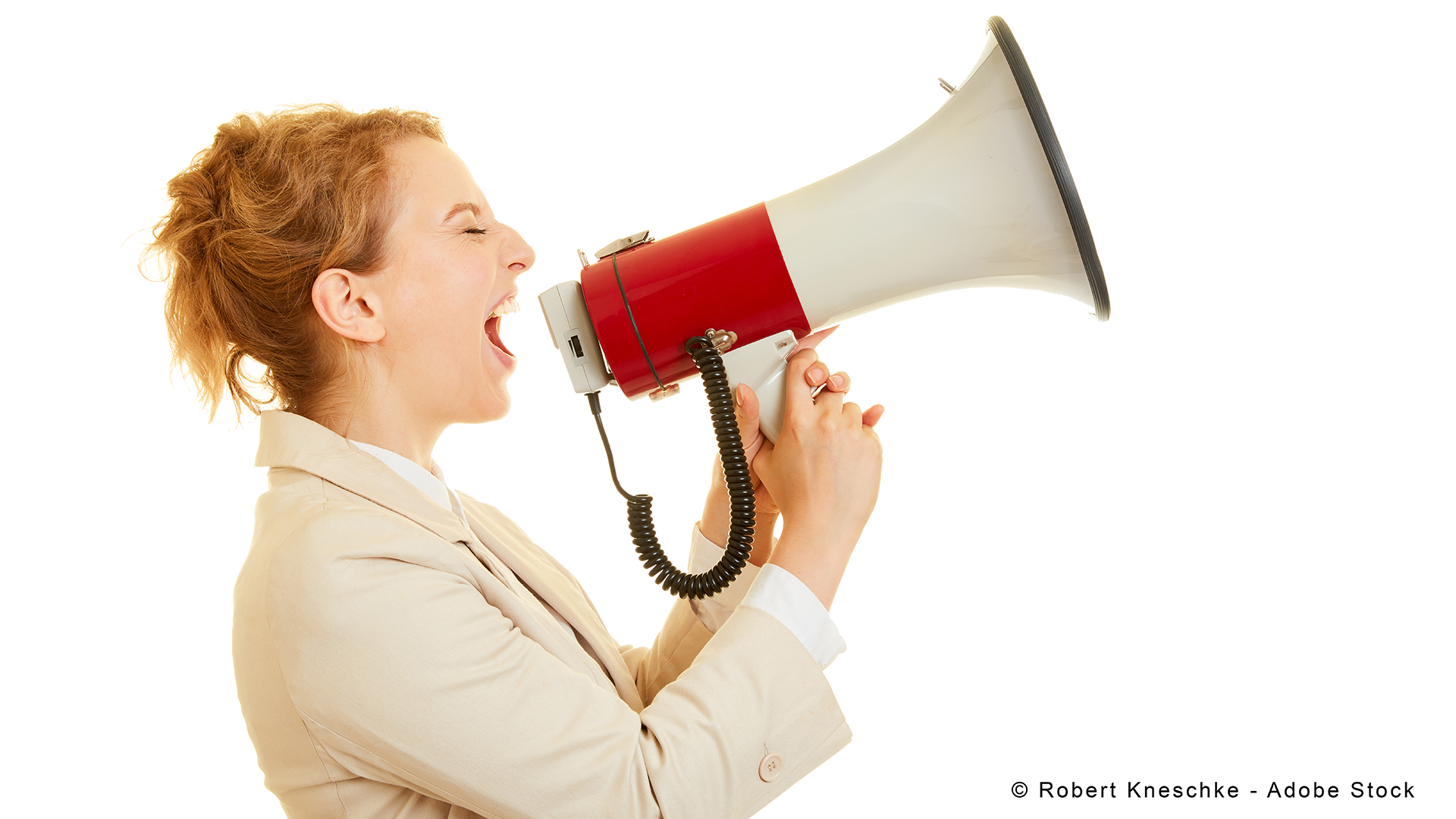 Frau mit Megafon
